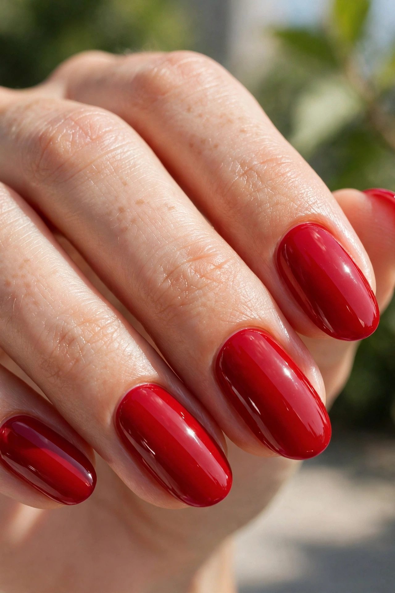 Fresh Dazzle Dry manicure with glossy chip-free red polish